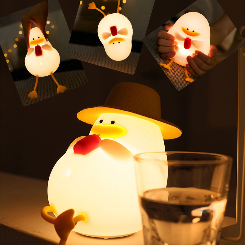 Lampe de table LED Creative Cartoon Silicone Canard Pat Veilleuse 
