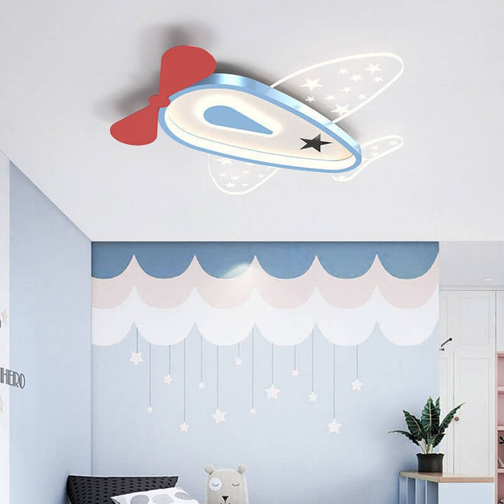 Dessin animé créatif avion fer acrylique enfants LED plafonnier encastré 