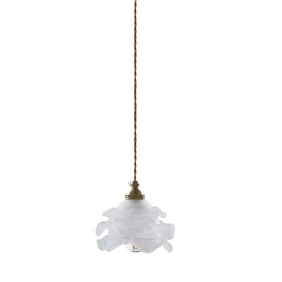 Moderno Art Deco Latón Floral Pantalla de Vidrio 1-Luz Lámpara Colgante Para Dormitorio 