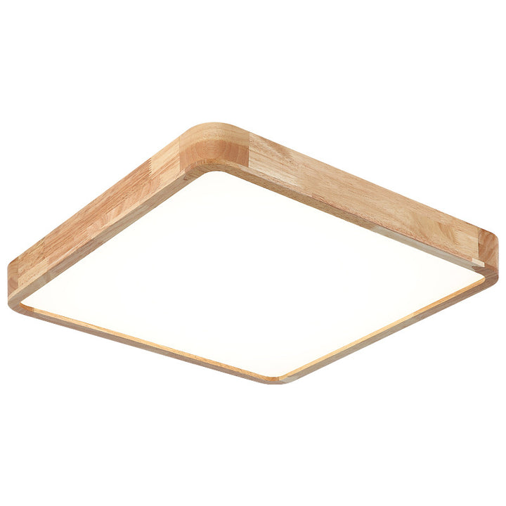 Modern Minimalist Solid Wood Round Square Tatami LED Flush Mount Ceiling Light for Living Room