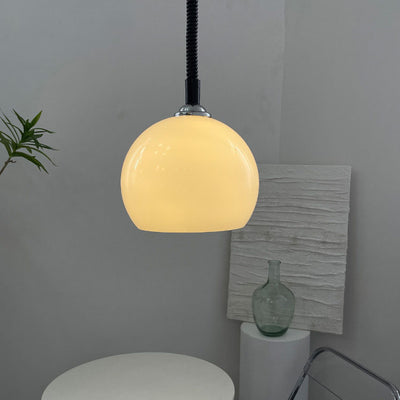 Modern Retro Round Head Retractable Glass 1-Light Pendant Light