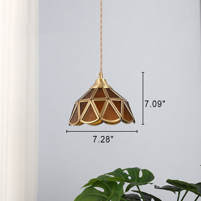 Japanese Vintage Water Pattern Glass Cone 1-Light Pendant Light