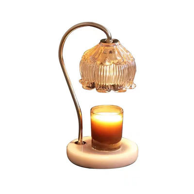 European Light Luxury Vintage Floral Marble Glass 1-Light Melting Wax Table Lamp