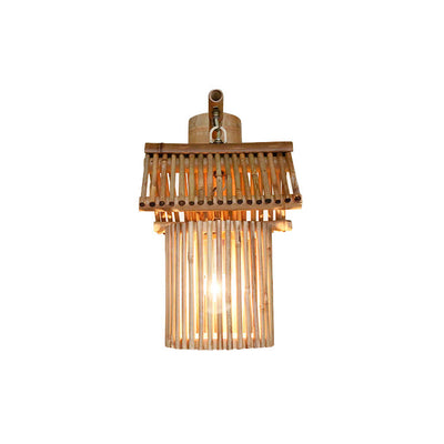 Modern Simplicity Bamboo Weaving Cylinder 1-Light Wall Sconce Lamp