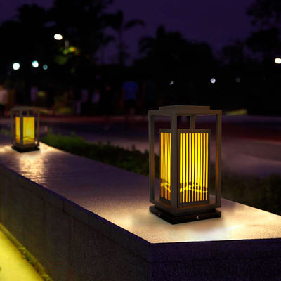 Modern Chinese Square Cage Outdoor Waterproof 1-Light Lawn Path Light