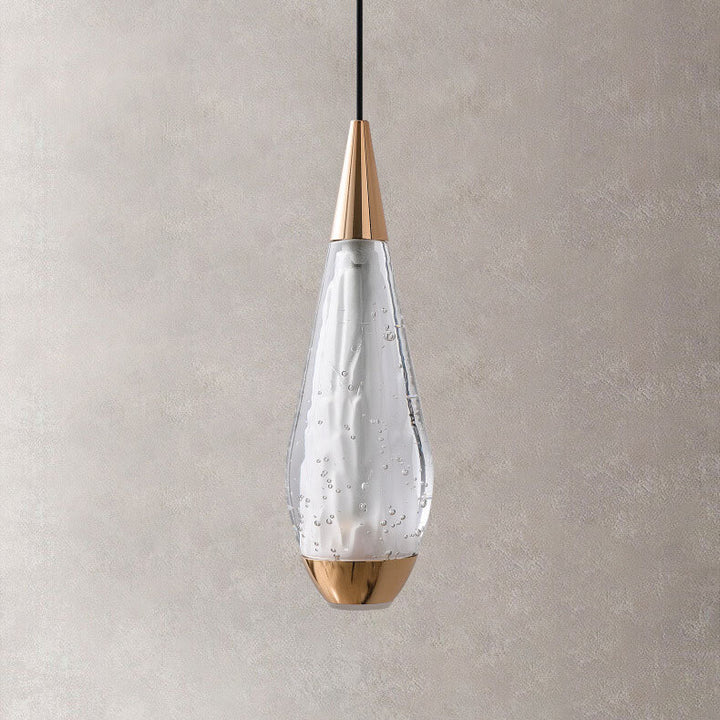 Moderne Luxus-Glasbeschläge Oval-Säulen-LED-Pendelleuchte für das Wohnzimmer 