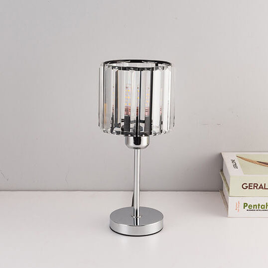 Moderner minimalistischer Glassäulen-Schirm 1-Licht Tischlampe 