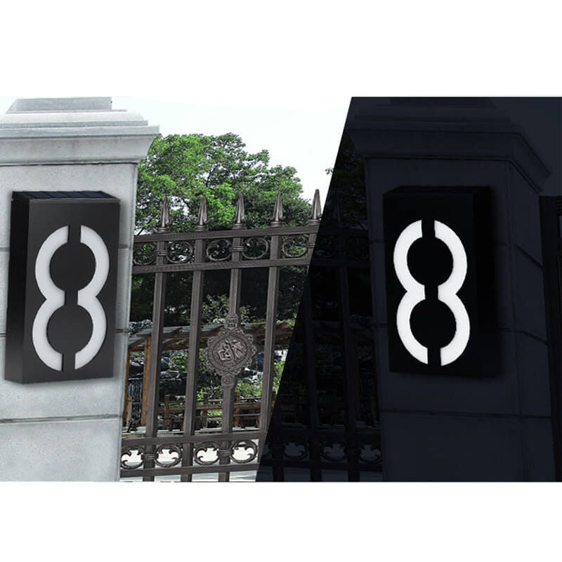 Solar Door Sign Digital RGB LED Outdoor Decoration Wall Sconce Lamp