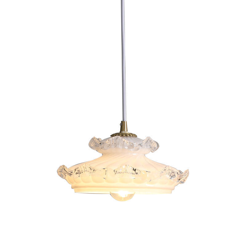 French Light Luxury Glass Petal Double Layer 1-Light Pendant Light