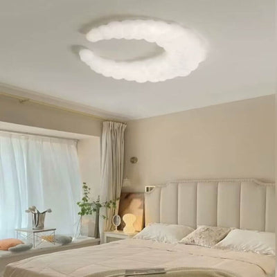 Nordic Minimalist Milk White Crescent LED Flush Mount Ceiling Light