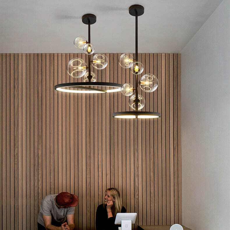 Nordic Modern Creative Runde Blasenball Hardware Glas 5-Licht Kronleuchter 