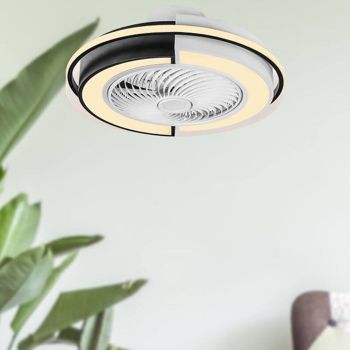 Modern Creative Round LED Semi-Flush Mount Ceiling Fan Light