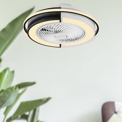 Modern Creative Round LED Semi-Flush Mount Ceiling Fan Light