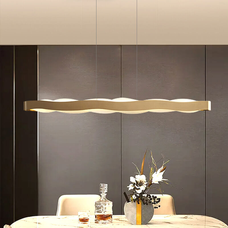 Modern Luxury Stainless Steel Long Bar Acrylic LED Chandelier