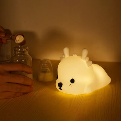 Lampe de table en forme de cerf créative en silicone LED avec chargement USB 