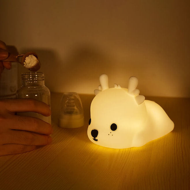 Lampe de table en forme de cerf créative en silicone LED avec chargement USB 