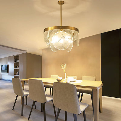 Modern Light Luxury All-copper Glass 3-Light Island Light Chandelier
