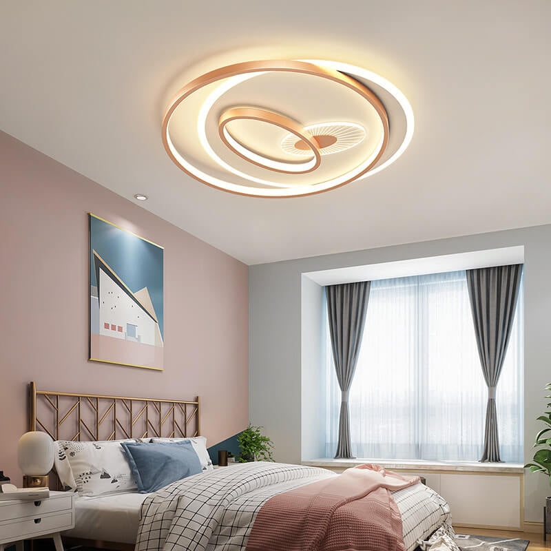 Creative Simple Circular Overlapping Dislocation Design LED Flush Mount Light