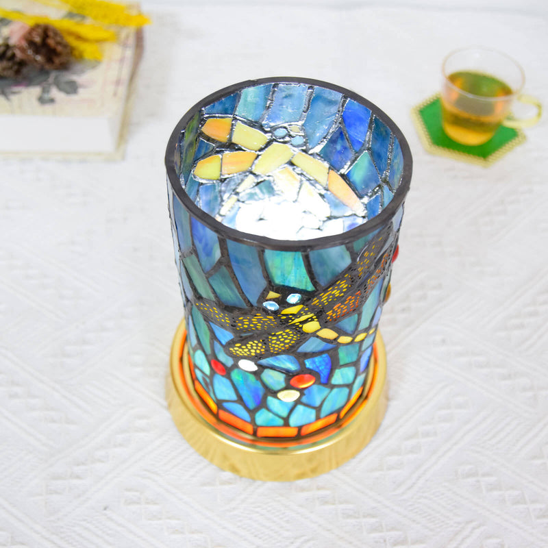 Lampe de table LED USB en fer et vitrail Tiffany de style européen 