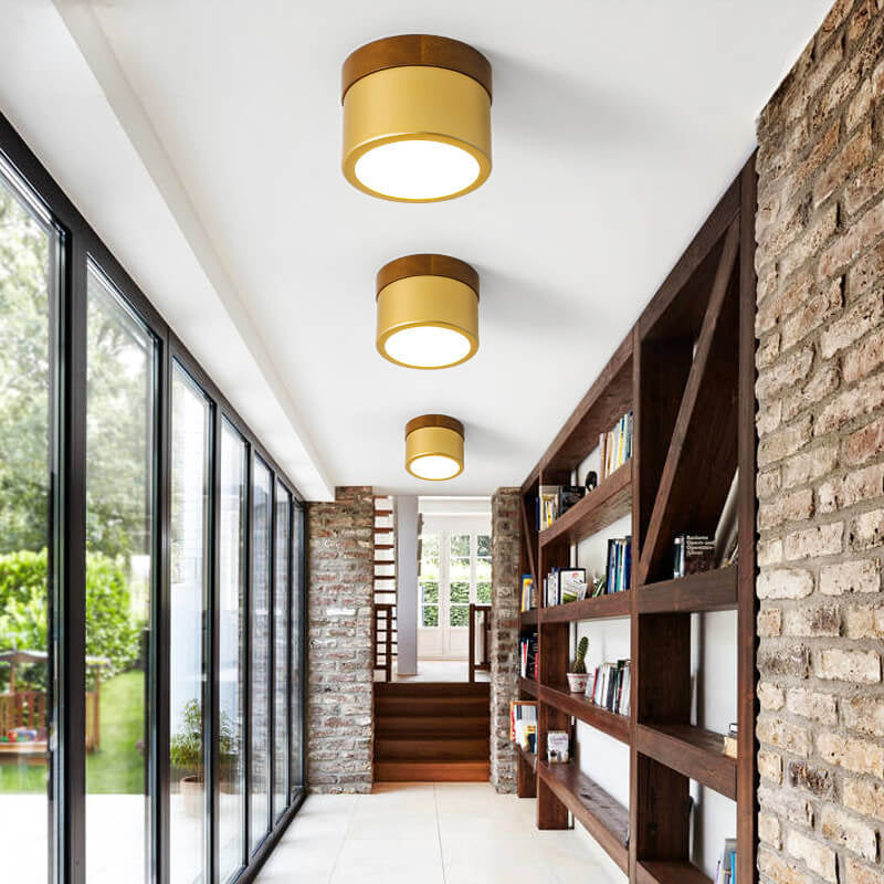 Nordic Golden Cylinder Downlight LED Flush Mount Ceiling Light