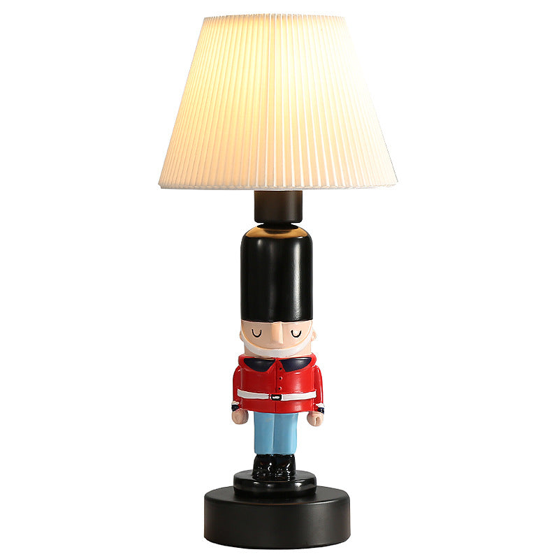 Creative Soldier Resin Fabric Cone Kids 1-Light Table Lamp