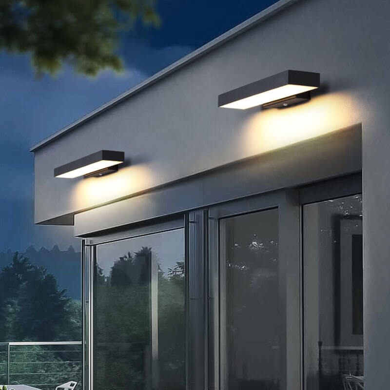 Moderne minimalistische rechteckige flache LED-Sensor-wasserdichte Wandleuchte für den Außenbereich 