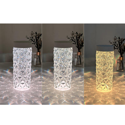 Kreative Rosenblatt-Diamant-Acryl-Säulen-LED-Nachttischlampe 
