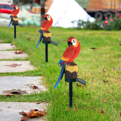 Outdoor Solar Waterproof Colorful Resin Parrot LED Lawn Insert Landscape Light