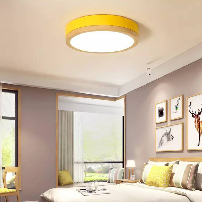 Simple Macaron Round Acrylic LED Flush Mount Ceiling Light