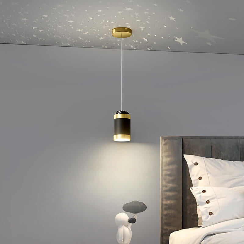 Modern Creative Iron Acrylic Cylindrical Starry Projection LED Pendant Light