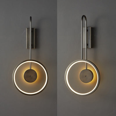 Minimalistische leichte Luxus-Kupferkreis-Langarm-LED-Wandleuchte
