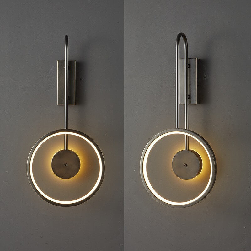 Minimalist Light Luxury Copper Circle Long Arm LED Wall Sconce Lamp