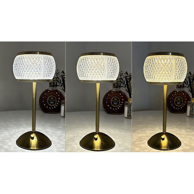 Nordic Minimalist Acryl Drum Gold LED wiederaufladbare Touch-Tischlampe