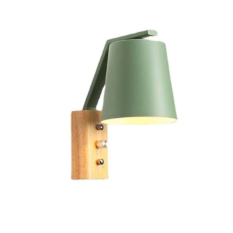 Nordic Modern Solid Wood Zylindrische 1-Licht Wandleuchte 