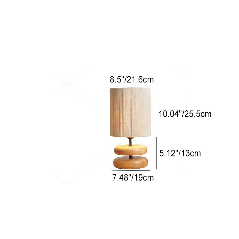 Japanischer minimalistischer Walnussstoff-Lampenschirm Zylinder 1-Licht Tischlampe 