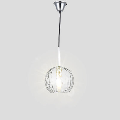 Vintage Minimalist Chrome Clear Round Ball Glass 1-Light Pendant Light