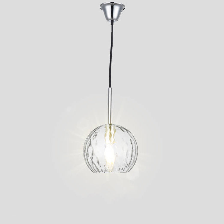 Vintage Minimalist Chrome Clear Round Ball Glass 1-Light Pendant Light