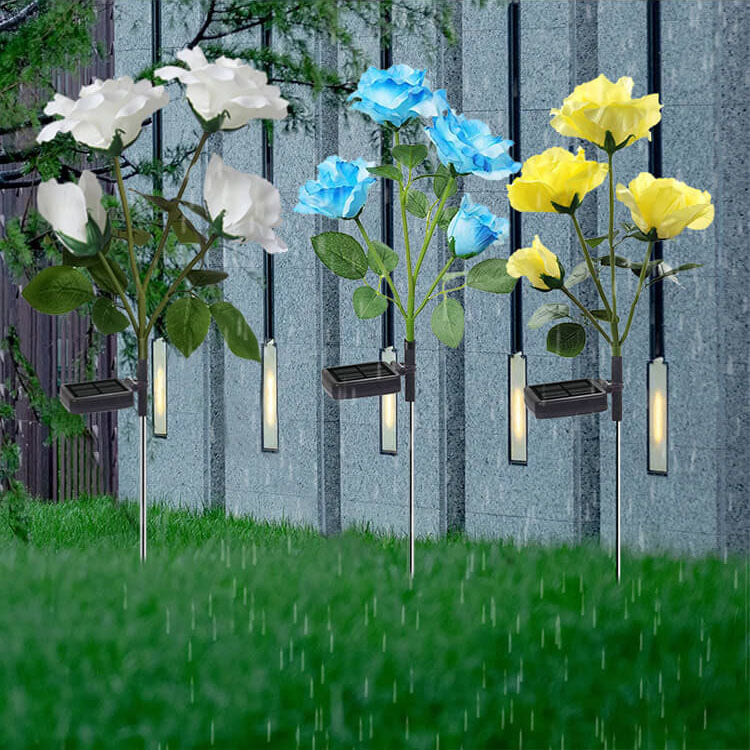 Solar Rose LED Outdoor Lawn Decorative Ground Plug Light
