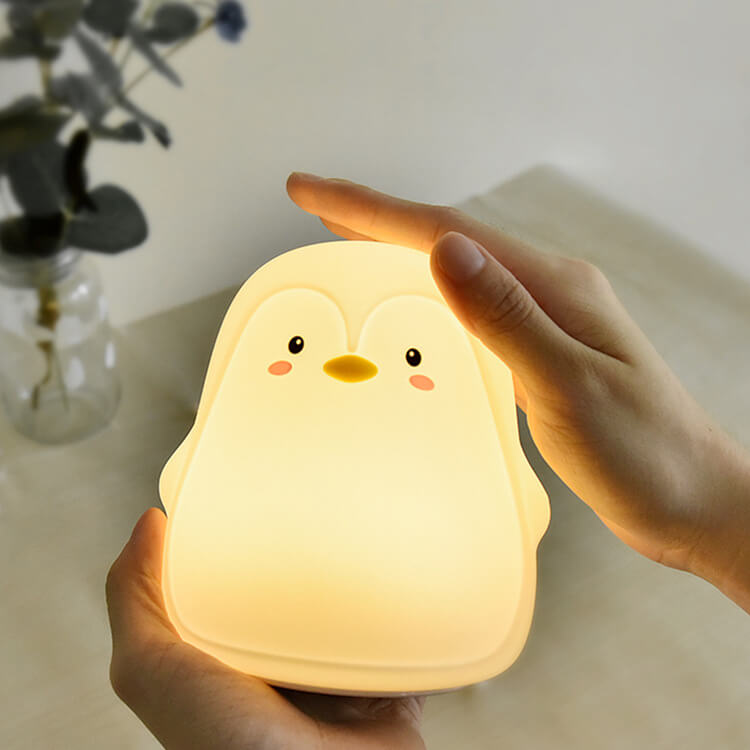 Cartoon Penguin Silicone USB LED Kids Night Light Table Lamp