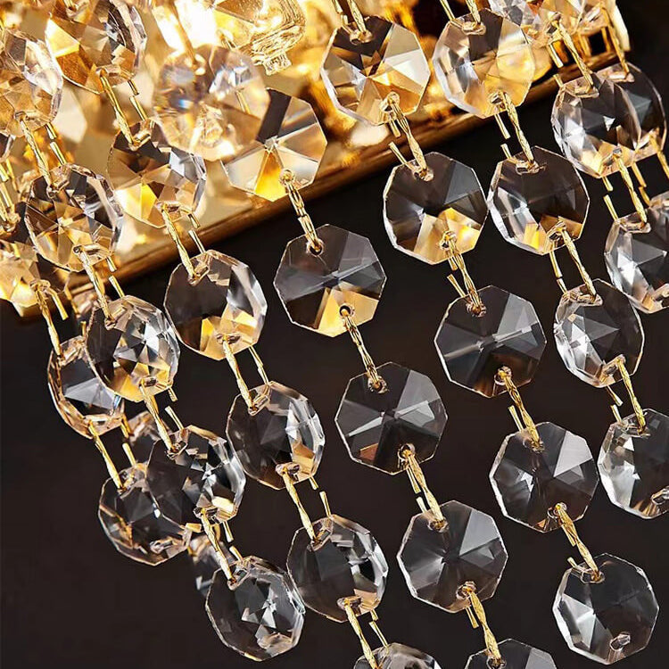 Lámpara Aplique de Pared de 3 Luces de Cristal con Flecos de Lujo Moderno de Acero Inoxidable 