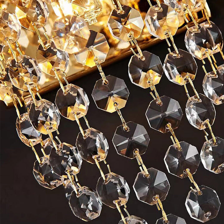Lámpara Aplique de Pared de 3 Luces de Cristal con Flecos de Lujo Moderno de Acero Inoxidable 