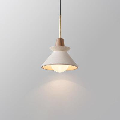 Nordic Minimalist White Cement 1-Light Tapered Pendant Light