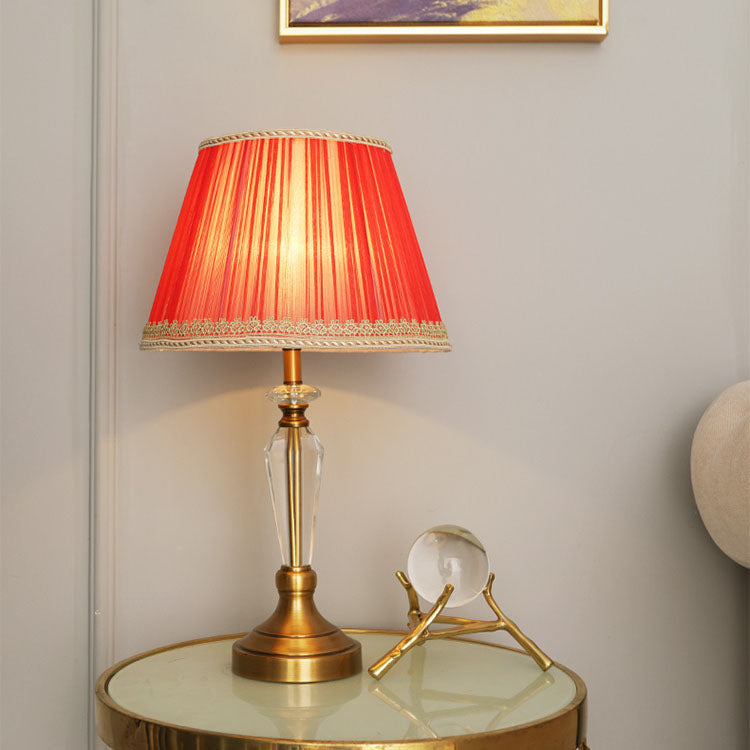 Lampe de table européenne minimaliste en tissu cristal à 1 lumière 