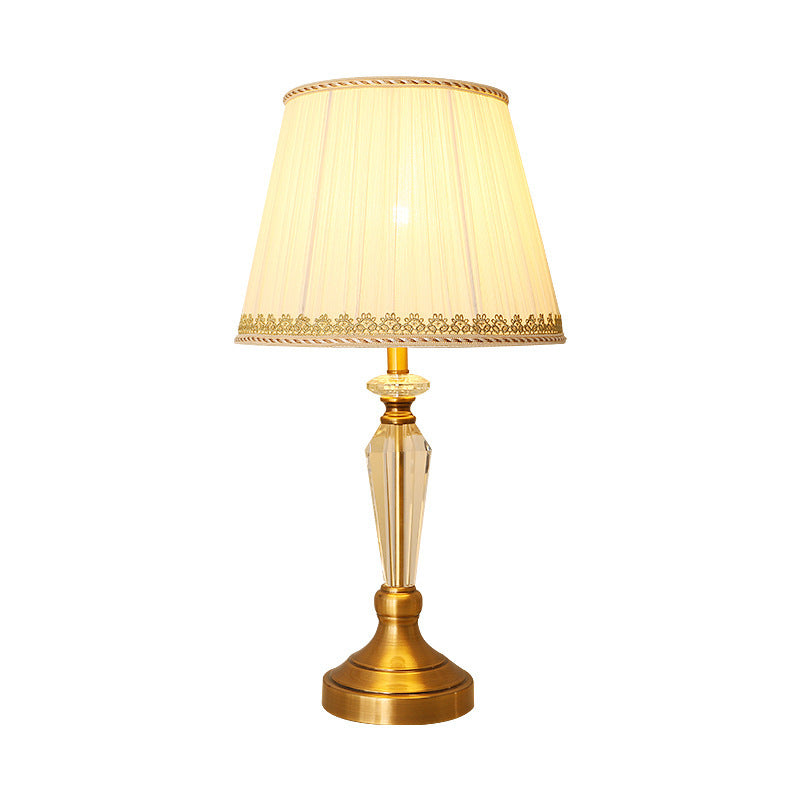 Lampe de table européenne minimaliste en tissu cristal à 1 lumière 