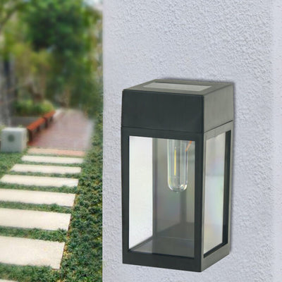 Modern Rectangular Solar 1-Light Waterproof Plastic Outdoor Garden Wall Light