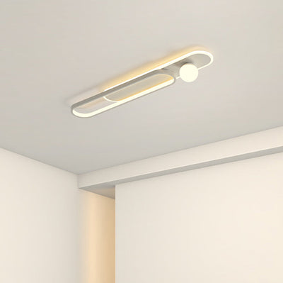 Modern Minimalist Geometric Oval Ring Spheroid Combination LED Flush Mount Ceiling Light For Living Room