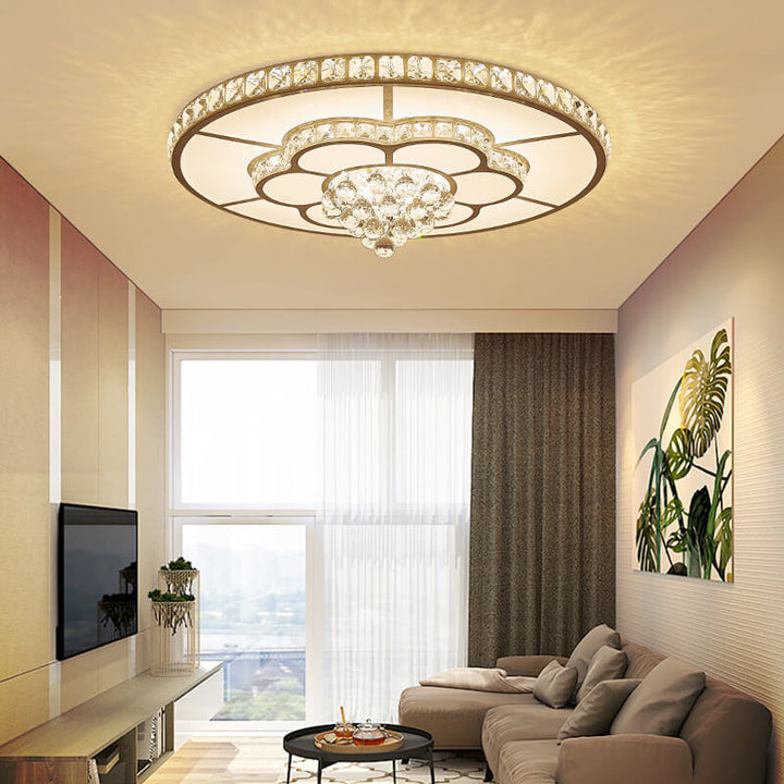 Modernes Licht Luxus Runde Kristall LED Unterputz Deckenleuchte 