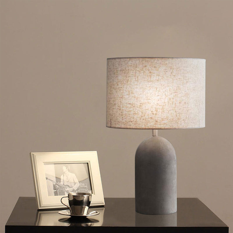 Base de colonne en ciment en tissu gris industriel 1-lumière lampe de table LED 