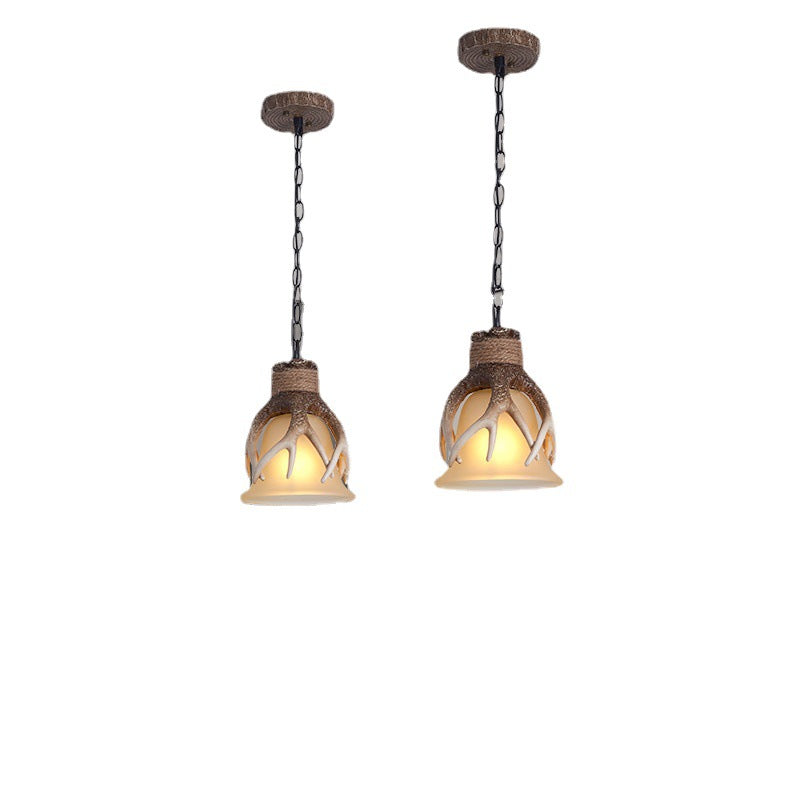 Moderne industrielle Pendelleuchte mit Geweih-, Ruder-, Harz- und Glasdesign, 1-flammig, für das Esszimmer 
