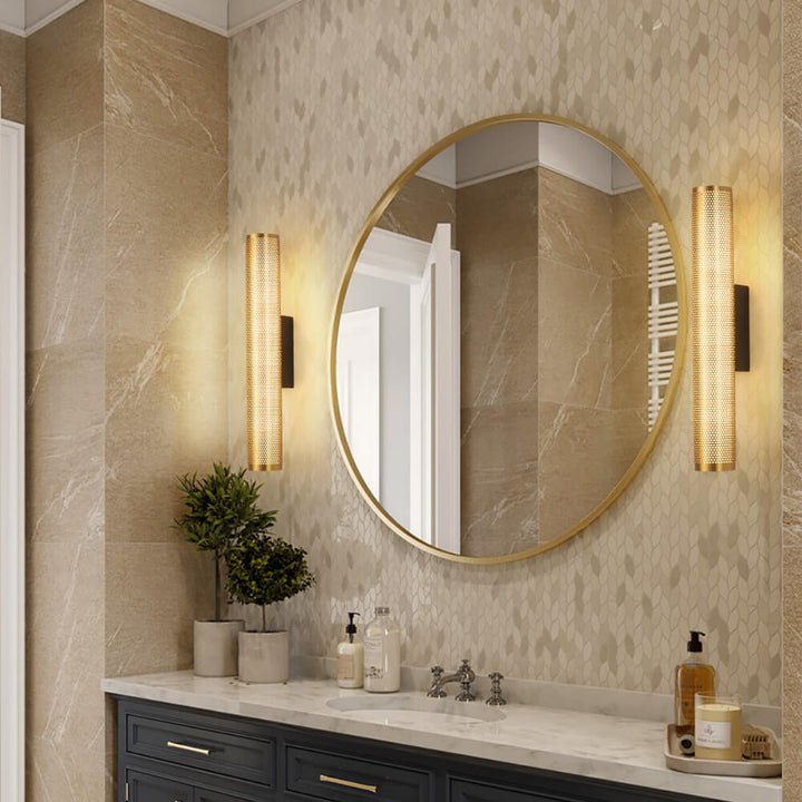 Applique Murale LED en Acrylique avec Matériel de Colonne de Grille de Vanité de Luxe Moderne 